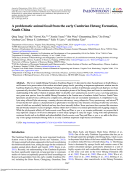 A Problematic Animal Fossil from the Early Cambrian Hetang Formation, South China