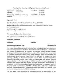 19/0938/FUL Grid Ref: E: 320057 Number: N: 308341 Community Welshpool Community Valid Date: 21.06.2019 Council