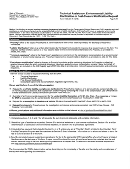 Technical Assistance, Environmental Liability Clarification Or Post-Closure Modification Request Form 4400-237 (R 12/18) Page 2 Of? Section 1