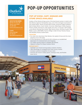 Outlets of Des Moines Pop up Fact Sheet