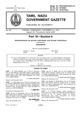 Tamil Nadu Government Gazette