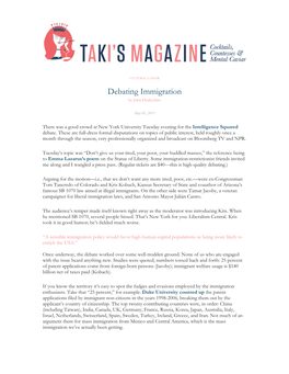 Debating Immigration by John Derbyshire