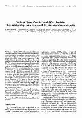 Variscan Skarn Ores in South·West Sardinia: Their Relationships with Cambro·Ordovician Stratabound Deposits