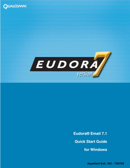 Eudora® Email 7.1 Quick Start Guide for Windows