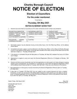 Notice of Election