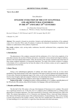 Stylistic Evolution of the Lviv Sculptural and Architectural Ensembles in the 19Th and Early 20Th Centuries