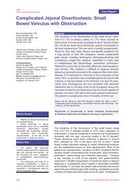 Complicated Jejunal Diverticulosis: Small Bowel Volvulus with Obstruction