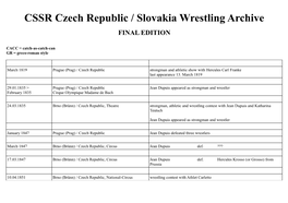 CSSR Czech Republic / Slovakia Wrestling Archive FINAL EDITION