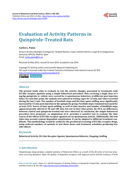 Evaluation of Activity Patterns in Quinpirole-Treated Rats