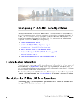 Configuring IP Slas UDP Echo Operations