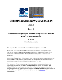 CRIMINAL JUSTICE NEWS COVERAGE in 2012 Part 1