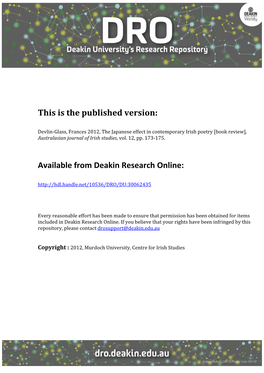 The Australasian Journal of Irish Studies