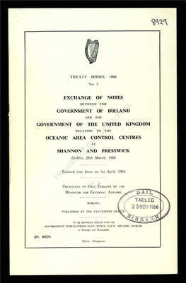 Exchange of Notes Between the Government of Ireland and The