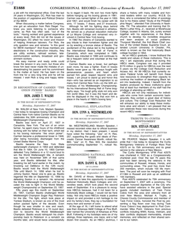 CONGRESSIONAL RECORD— Extensions of Remarks E1888 HON