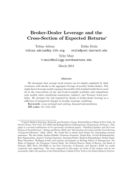 Broker-Dealer Leverage and the Cross-Section of Expected Returns∗