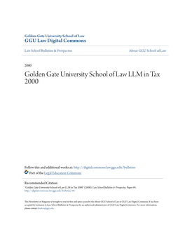 Golden Gate University School of Law LLM in Tax 2000