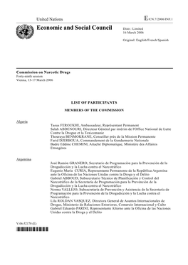 Economic and Social Council Distr.: Limited 16 March 2006