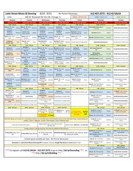 190819 Class Schedule