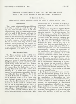 Geology and Geomorphology of the Murray River Region Between Mildura and Renmark, Australia