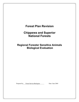 Biological Evaluation for Regional Forester