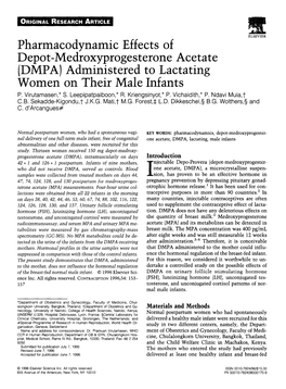 (DMPA) Administered to Lactating Women on Their Male Infants P