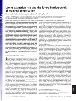 Latent Extinction Risk and the Future Battlegrounds of Mammal Conservation