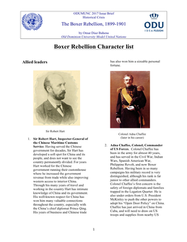 Boxer Rebellion Character List