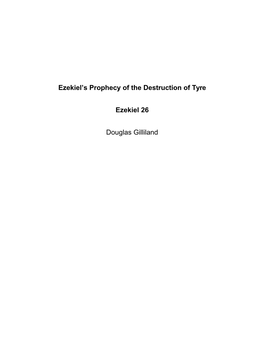 Ezekiel's Prophecy of the Destruction of Tyre