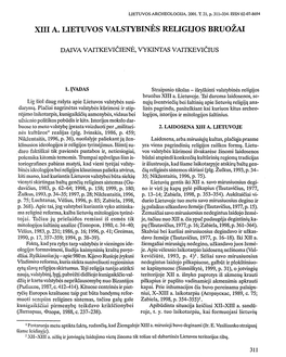 Xiii A. Lietuvos Valstybinės Religijos Bruožai