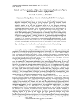 Analysis and Characterization of Njaba River Gully Erosion, Southeastern Nigeria: Deductions from Surface Geophysical Data