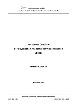 DGK Ausschuss Geodäsie Der Bayerischen Akademie Der Wissenschaften