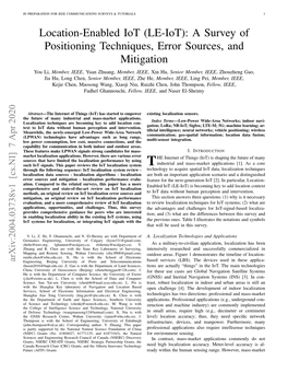 (LE-Iot): a Survey of Positioning Techniques, Error Sources