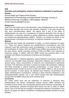 A58 Sertraline and Amitriptyline Enhance Histamine Metabolism In