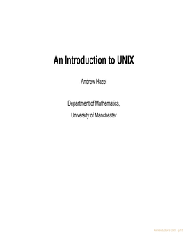 An Introduction to UNIX