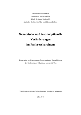 Genomische Und Transkriptionelle Veränderungen Im Pankreaskarzinom