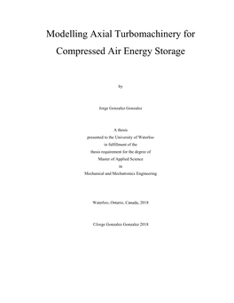 Modelling Axial Turbomachinery for Compressed Air Energy Storage