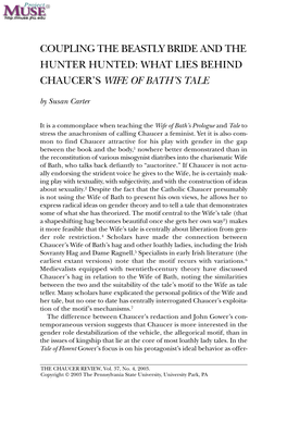 What Lies Behind Chaucer's Wife of Bath's Tale