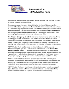 Communication NOAA Weather Radio