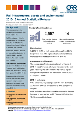 Rail Infrastructure Assets and Environmental 2015-16 Annual