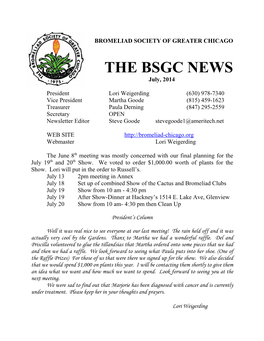 THE BSGC NEWS July, 2014