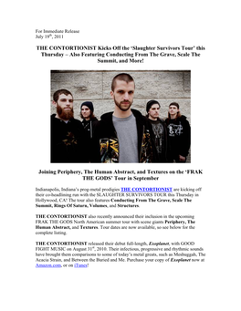 THE CONTORTIONIST Kicks Off the 'Slaughter Survivors Tour'