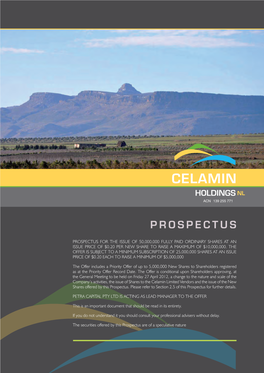 Celamin Holdings Nl Prospectus for the Issue