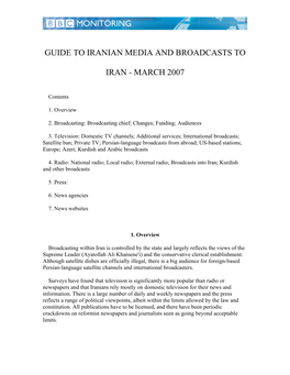 Guide to Iranian Media and Broadcasts to Iran