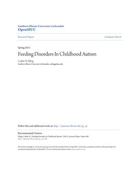 Feeding Disorders in Childhood Autism Caitlin N