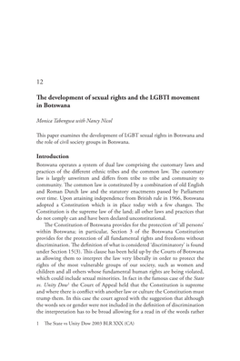 12 the Development of Sexual Rights and the LGBTI Movement In