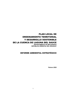 Plan Local De Ordenamiento Territorial Y Desarrollo Sostenible De La Cuenca De Laguna Del Sauce Departamento De Maldonado Republica Oriental Del Uruguay