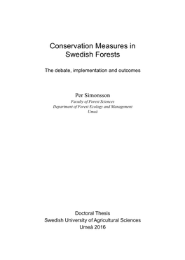 Conservation Measures in Swedish Forests