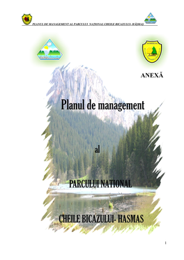 Planul De Management Al Parcului Na Ional Cheile Bicazului- H Ăşmaş