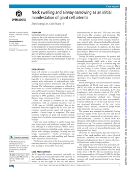 Neck Swelling and Airway Narrowing As an Initial Manifestation of Giant Cell Arteritis Zhen Sheng Lim, Colin Sharp ‍ ‍