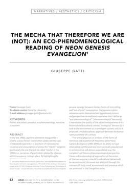 (Not): an Eco-Phenomenological Reading of Neon Genesis Evangelion1